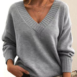 Mila Women’s Sweater – V-Neck Long Sleeve Knit Pullover