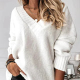 Mila Women’s Sweater – V-Neck Long Sleeve Knit Pullover