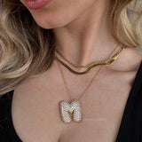 Gold & Silver Plated Initial Necklace A–Z with Crystals