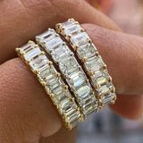 Gold Plated Eternity Ring with Baguette Crystals