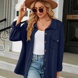 Clara Women’s Button-Up Knit Shirt – Long Sleeve Casual Top