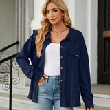 Clara Women’s Button-Up Knit Shirt – Long Sleeve Casual Top