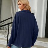 Clara Women’s Button-Up Knit Shirt – Long Sleeve Casual Top