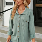 Clara Women’s Button-Up Knit Shirt – Long Sleeve Casual Top