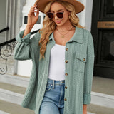 Clara Women’s Button-Up Knit Shirt – Long Sleeve Casual Top