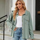 Clara Women’s Button-Up Knit Shirt – Long Sleeve Casual Top