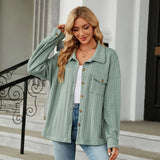 Clara Women’s Button-Up Knit Shirt – Long Sleeve Casual Top