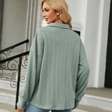 Clara Women’s Button-Up Knit Shirt – Long Sleeve Casual Top