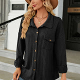 Clara Women’s Button-Up Knit Shirt – Long Sleeve Casual Top
