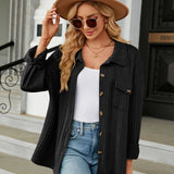 Clara Women’s Button-Up Knit Shirt – Long Sleeve Casual Top