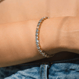Gold Plated Tennis Bracelet with Round Crystal Stones
