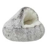 Plush Pet Bed with Hooded Design – Warm Sleeping Nest for Cats and Dogs