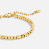 Gold Plated Beaded Bracelet with Adjustable Chain and Clasp