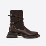 Ella Women’s Ankle Boots – Knit Sock Design with Buckle Straps