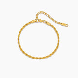 Gold Plated Rope Chain Bracelet with Adjustable Clasp