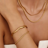 Gold Plated Rope Chain Bracelet with Adjustable Clasp