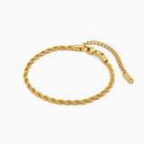 Gold Plated Rope Chain Bracelet with Adjustable Clasp