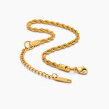 Gold Plated Rope Chain Bracelet with Adjustable Clasp
