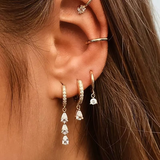 Gold Plated Hoop Earrings with Marquise Crystal Pendant