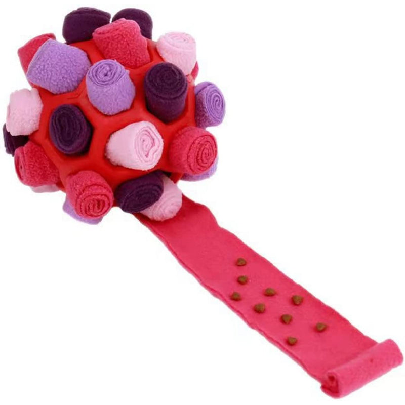 Interactive Dog Treat Ball – Foraging Toy with Hidden Fabric Pockets