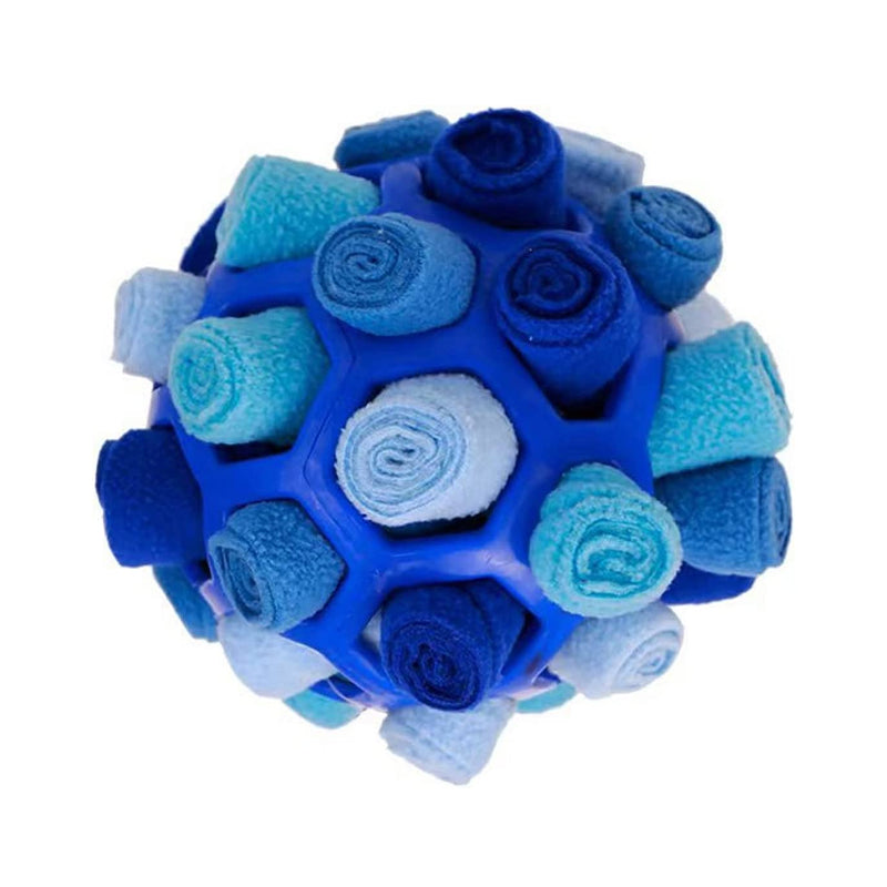 Interactive Dog Treat Ball – Foraging Toy with Hidden Fabric Pockets