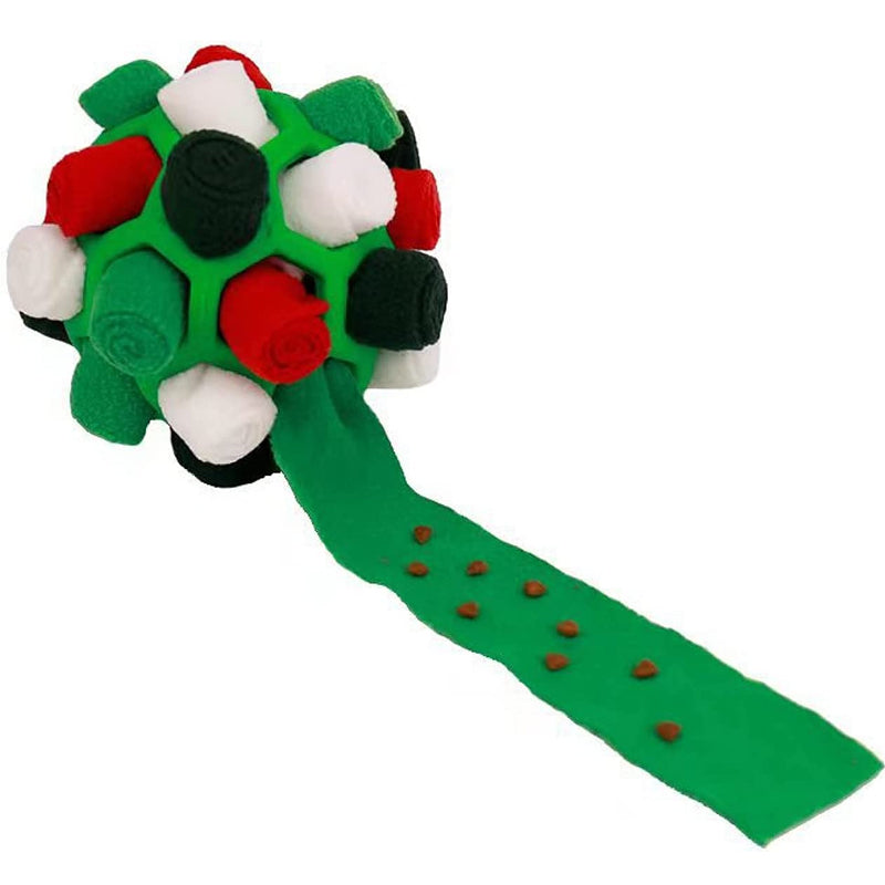 Interactive Dog Treat Ball – Foraging Toy with Hidden Fabric Pockets