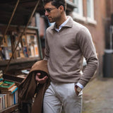 Lucas Men’s Sweater – Long Sleeve Polo Collar Pullover