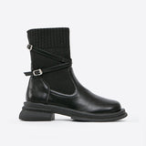 Ella Women’s Ankle Boots – Knit Sock Design with Buckle Straps