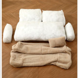 Plush Pet Sofa Bed with Raised Edges – Dog and Cat Couch